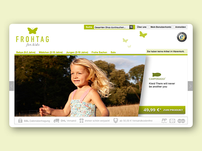 FROHTAG - Online shop for kids brand logo online shop webdesign