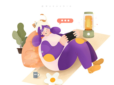Play character colorful girl home illustration