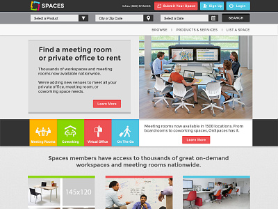 Spaces Homepage bootstrap ecommerce psd responsive startup ui ux web website workspace