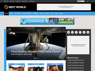 Next World blog magazine newspaper web design website