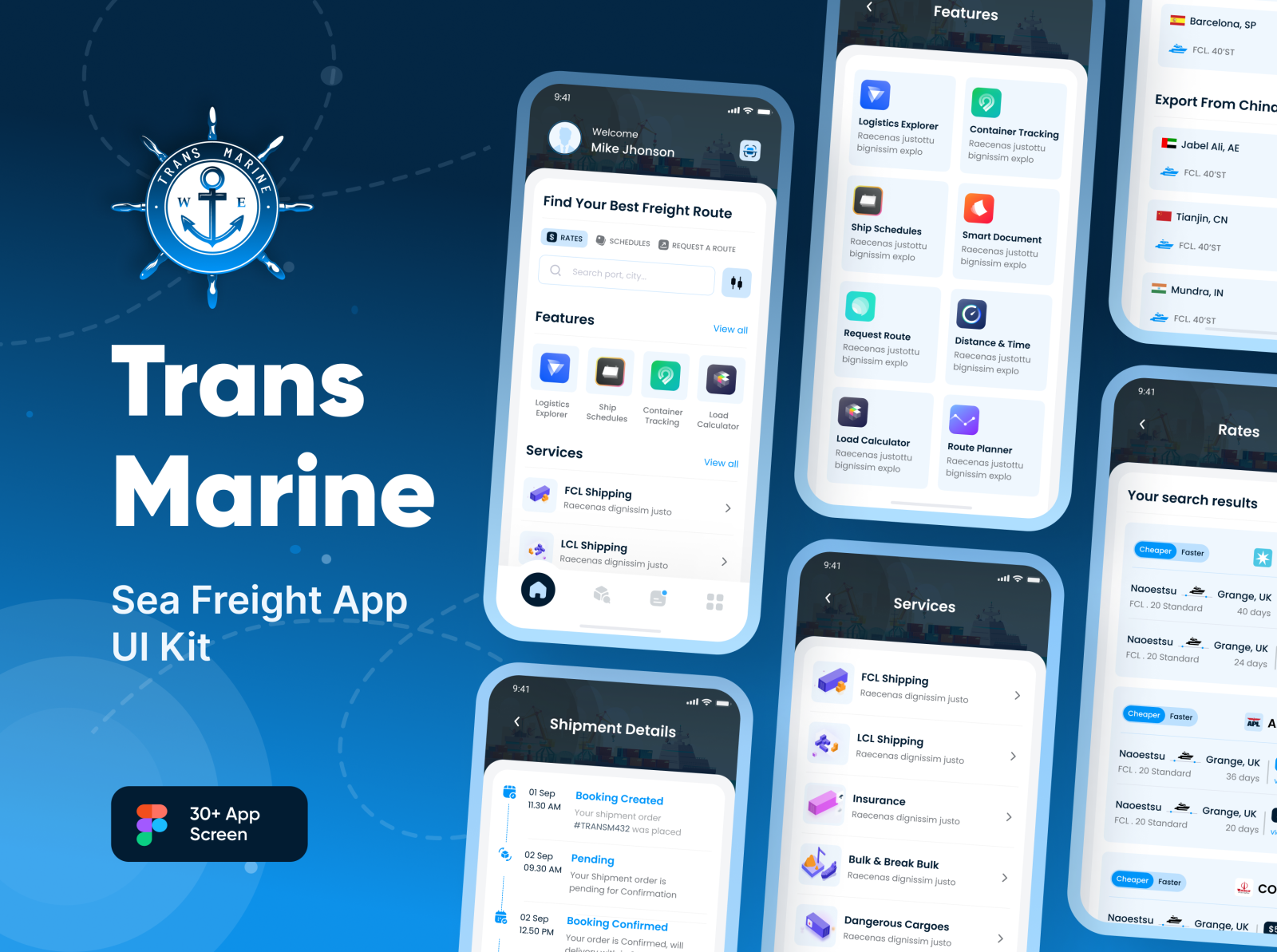 Trans Marine Sea Freight App UI Design by Ahsan Sayeed on Dribbble