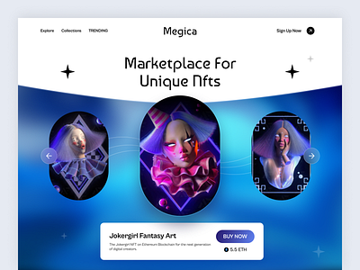 NFT Marketplace design blue crypto digital gaming illustration landing page market nft nft ui website