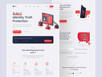 Identity Theft Protection Website app application branding education graphic design identity illustration landing page motion graphics startup theft ui website