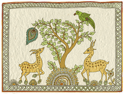 L❤️VE your surroundings art deer india madhubani nature parrot traditianal indian art traditional art valentines day