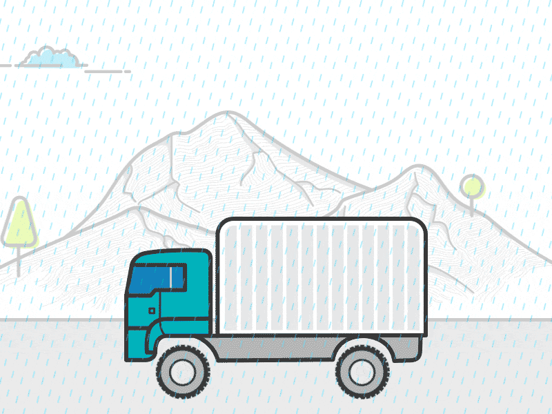 A rainy day! cloud green journey mountain rain truck