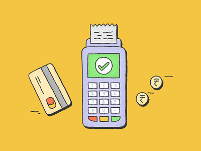 Payments bill freestyle illustration master card payment rupee swiping machine