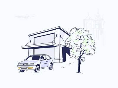 The old garage bangalore car car care car yard design garage illustration