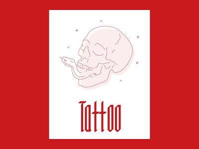 Tattoed for life illustration lettering line art lines skull snake tattoo typography vector