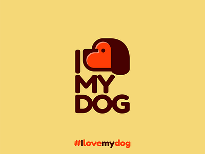 I Love My Dog design flat illustration logo