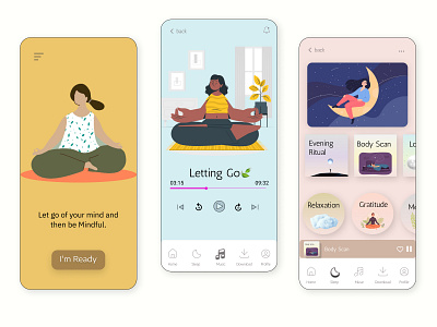 Meditation App animation app branding graphic design meditation ui