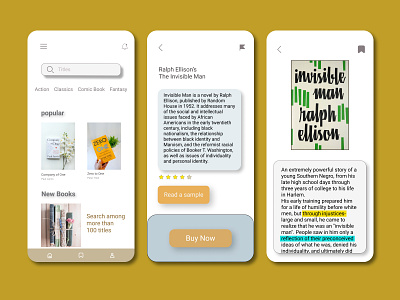 E-Book App app book graphic design ui