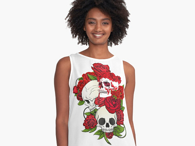 scull and roses