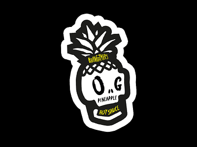 Barnfathers O.G. Pineapple Hotsauce brand illustration pineapple skull sticker
