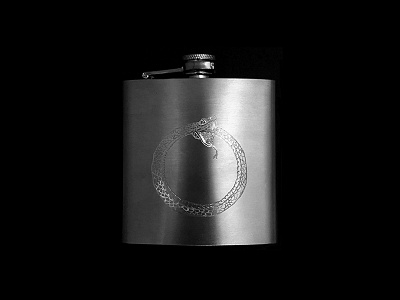 Ouroboros - Flask black engraved engraving flask illustration ouroboros symbol