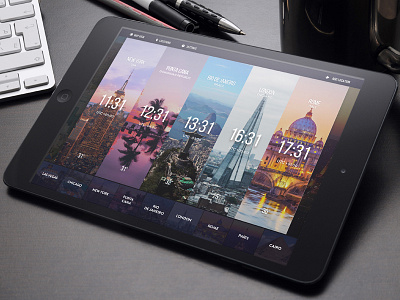 World Clock App app app concept apple cities design graphic design interface ipad locations ui ux world clock