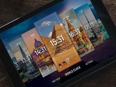 World Time App Layout 2 app app concept apple cities design graphic design interface ipad locations ui ux world clock