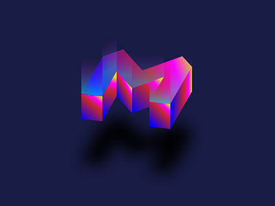 MediaSecret - M logo for a creative agency agency branding creative dark glow gradient isometric logo mediasecret