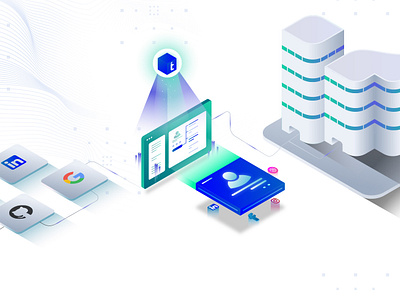 Tabnex's new homepage ai branding building design illustration isometric ui ux vector