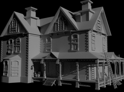 House modeled in maya 3d modeling