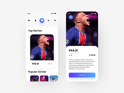 Game Page Exploration explore page fifa fifa 21 game game page mobile mobile apps pes ui ui design