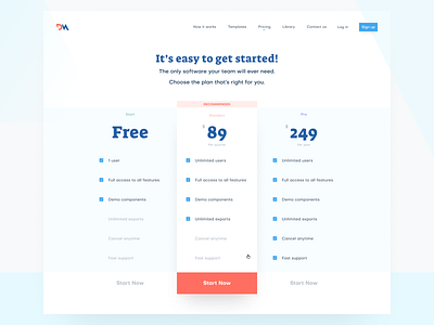 Pricing page pricing