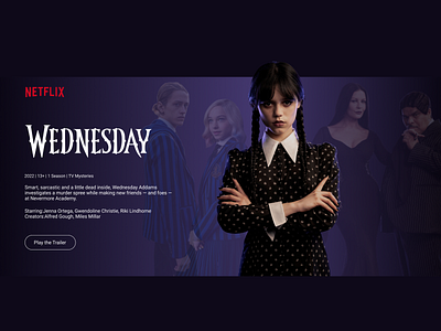 Website Desing Concept for Wednesday conceptforwednesday conceptnetflix conceptwebdesing design desingfigma firstscreen webdesign website websitedesing wednesday wedsitefortvshow