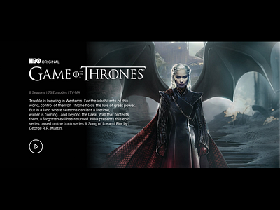 Website Design Concept for Game of Thrones
