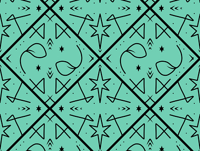 Geometric Leaves and Stars design graphic design illustration pattern