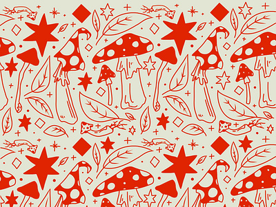 Cottagecore Mushroom Repeating Pattern