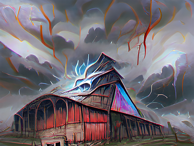 Storm At The Abandoned Barn ai graphic design