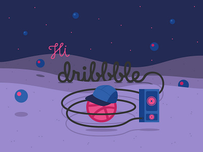 1st Shot balloon cap debut dribbble first hello illustration invite shot thanks