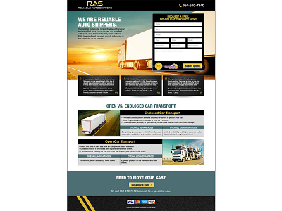 Reliable Auto Shippers Logo & Landing Page design landing page logo website