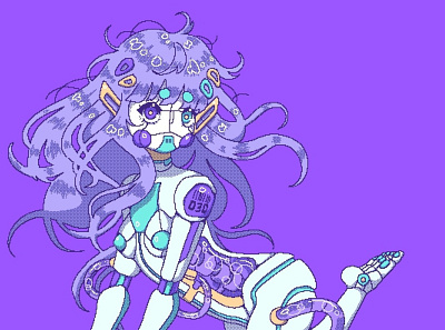 cute cyborg girl 2dgameart albumcover android anime animeart backgrounddesign bookcover cartoon characterdesign commissions conceptart cyborg cyborgirl illustration manga mangaart pixel art pixelart pixelartist robots