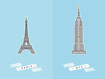 NYC / Paris architecture icon illustration nyc paris