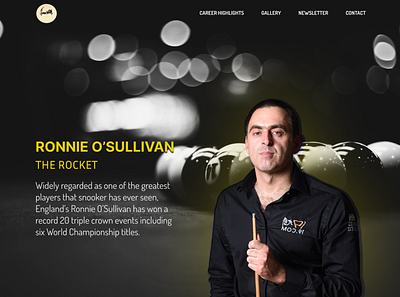 Ronnie O'Sullivan Website Design Prototype app billiards design logo mockup prototype ronnie osullivan ronnie the rocket snooker ui ux