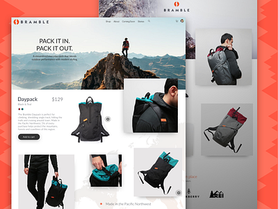 Landing Page backpacks bramble on daily ui day pack landing page outdoors ux web