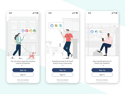 Onboarding screens for a Tenants app app feedback illustration interface issue landloard newyork onboarding onboarding illustration onboarding screen payment renter signup tenants ui visual