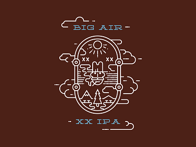 Big Air XX IPA air beer bottle brew cloud cowboy drink forest ipa label mountain sky