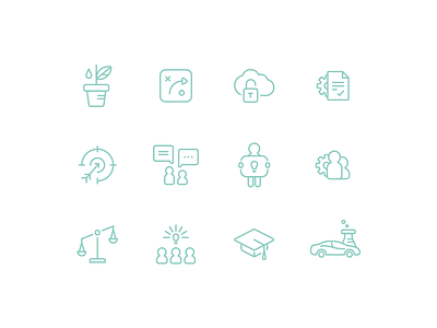 Secondmusicons icons illustration innovation products secondmuse services set