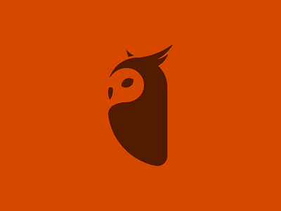 Educational Owl brown learning logo mark negative orange owl school space