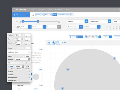 Die Interact coin collection currency database exchange numismatic token ui ux wireframe