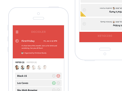 Decidler app avatar choice decision interface ios mobile product ui user ux