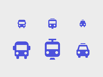 Mini Mobility bus car icons illustration mini small taxi train transit