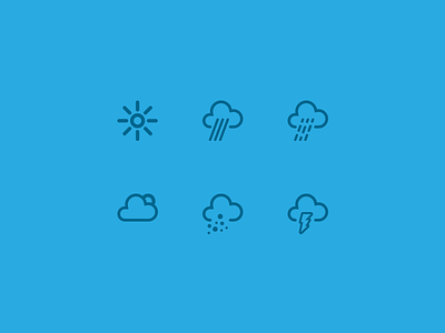 Mini Weather blue button climate cloud icon lightning mini minimalist rain snow sun temp ui weather