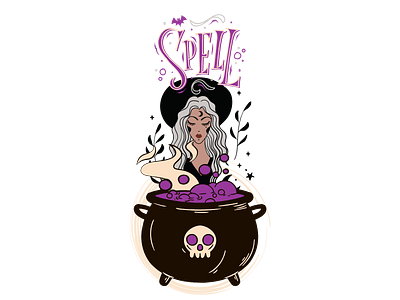 Spell app branding design graphic design halloween illustration logo sticker ui ux vector witch