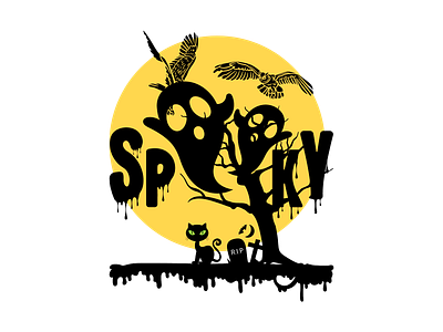 Spooky app branding design graphic design halloween illustration logo spooky sticker ui ux vector