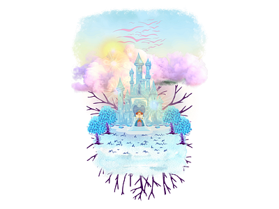 Fantasy Scene app branding castle design fantasy graphic design illustration logo sticker ui ux vector