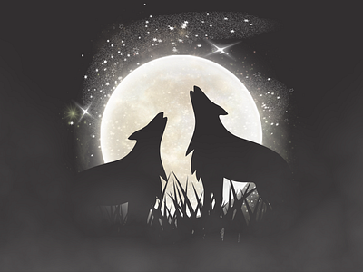 Wolves At The Moon app branding design graphic design illustration logo moon sticker ui ux vector wolfes