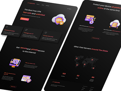 Safe VPN Website 3d black brand branding dark dark mode darkmode illustration new popular shot vpn website