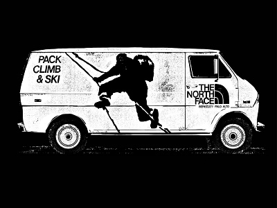 The North Face - apparel graphic apparel graphics blackandwhite climbing drawing illustration outdoors pen and ink the north face van van life vector wacom